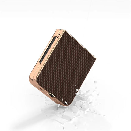 For Motorola Razr 50 Ultra 5G Case Electroplating Phone Cover Carbon Fiber Texture PU+TPU Protective Case