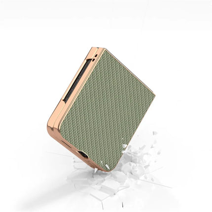 For Motorola Razr 50 Ultra 5G Case Electroplating Phone Cover Carbon Fiber Texture PU+TPU Protective Case