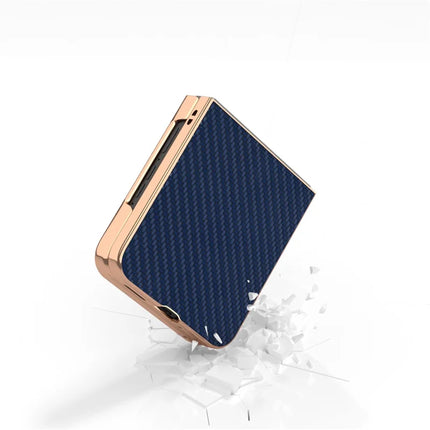 For Motorola Razr 50 Ultra 5G Case Electroplating Phone Cover Carbon Fiber Texture PU+TPU Protective Case