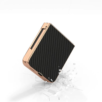 For Motorola Razr 50 Ultra 5G Case Electroplating Phone Cover Carbon Fiber Texture PU+TPU Protective Case