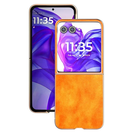 For Motorola Razr 50 Ultra 5G Case Electroplating Phone Cover PU Leather+TPU Litchi Texture Case