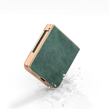 For Motorola Razr 50 Ultra 5G Case Electroplating Phone Cover PU Leather+TPU Litchi Texture Case