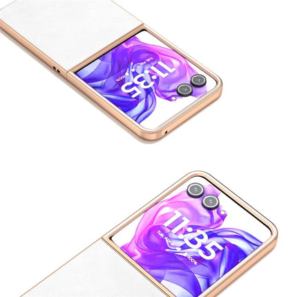 For Motorola Razr 50 Ultra 5G Case Electroplating Phone Cover PU Leather+TPU Litchi Texture Case