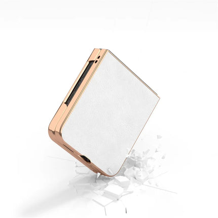 For Motorola Razr 50 Ultra 5G Case Electroplating Phone Cover PU Leather+TPU Litchi Texture Case