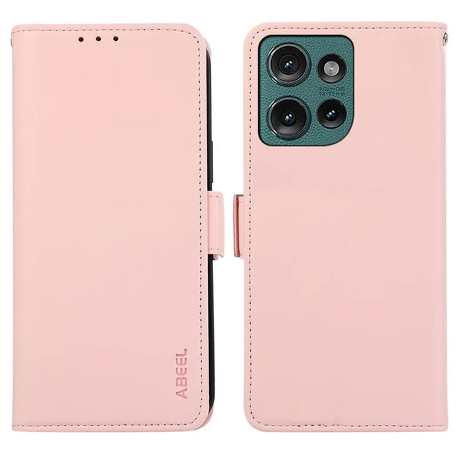 ABEEL For Motorola Edge 50 Neo 5G / Moto S50 5G / Thinkphone 25 5G Case Leather Phone Cover with RFID Blocking Wallet - Pink