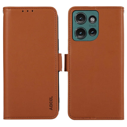 ABEEL For Motorola Edge 50 Neo 5G / Moto S50 5G / Thinkphone 25 5G Case Leather Phone Cover with RFID Blocking Wallet - Brown
