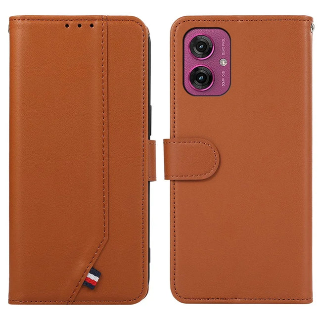 For Motorola Moto G55 5G Case RFID Blocking Flip Leather Phone Cover - Brown