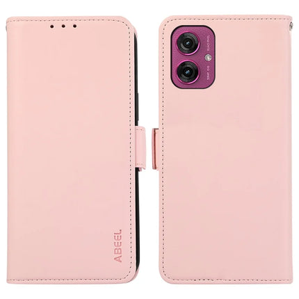 ABEEL For Motorola Moto G55 5G Case Leather Phone Cover with RFID Blocking Wallet - Pink
