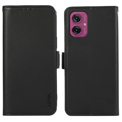ABEEL For Motorola Moto G55 5G Case Leather Phone Cover with RFID Blocking Wallet - Black