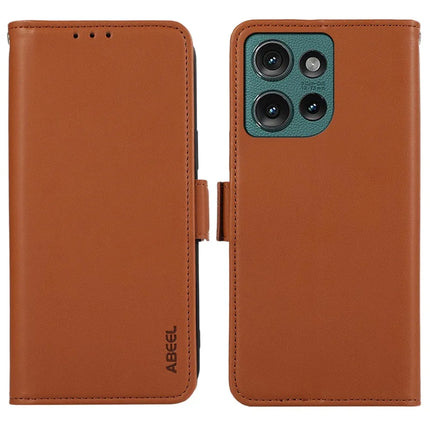 ABEEL For Motorola Edge 50 5G Case Leather Phone Cover with RFID Blocking Wallet - Brown