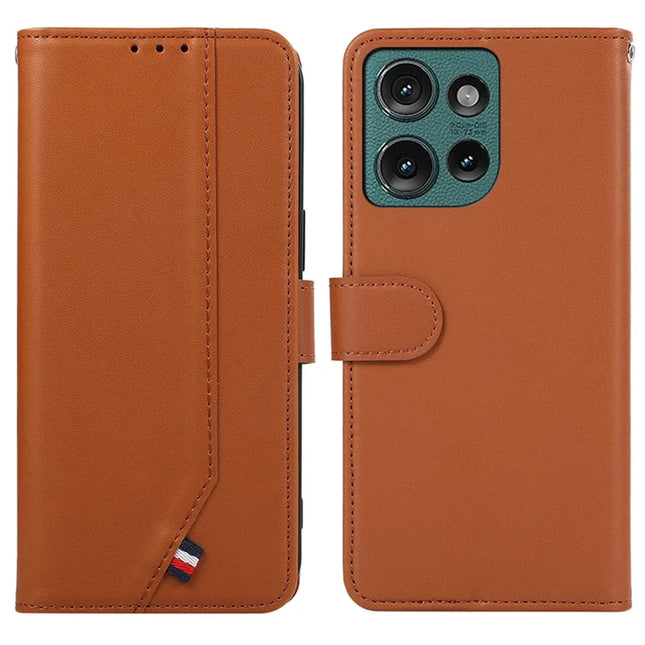 For Motorola Edge 50 5G Case RFID Blocking Flip Leather Phone Cover - Brown