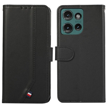 For Motorola Edge 50 5G Case RFID Blocking Flip Leather Phone Cover - Black