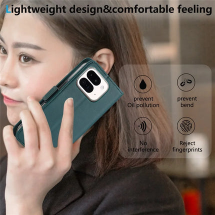 ABEEL Style A02 For Google Pixel 9 Pro Fold 5G Stand Case PC+PU Leather RFID Blocking Wallet Phone Cover