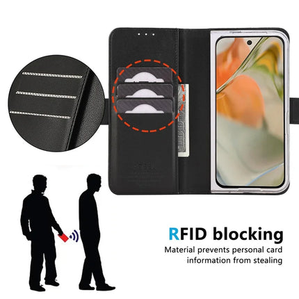 ABEEL Style A02 For Google Pixel 9 Pro Fold 5G Stand Case PC+PU Leather RFID Blocking Wallet Phone Cover