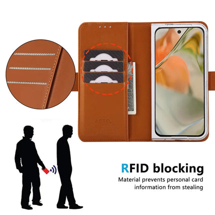 ABEEL Style A02 For Google Pixel 9 Pro Fold 5G Stand Case PC+PU Leather RFID Blocking Wallet Phone Cover