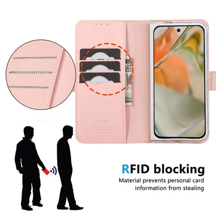 ABEEL Style A02 For Google Pixel 9 Pro Fold 5G Stand Case PC+PU Leather RFID Blocking Wallet Phone Cover