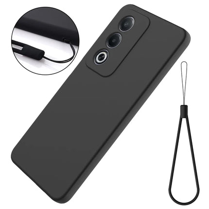 For Oppo A80 5G Case Liquid Silicone Anti-Scratch Phone Cover with Hand Strap