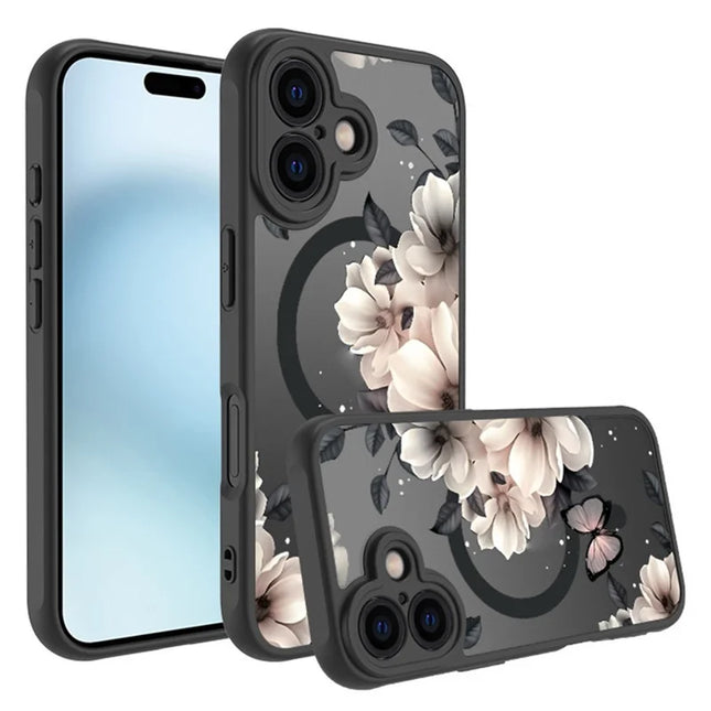 For iPhone 16 Plus Case Compatible with MagSafe Ink Painting Butterfly Pattern TPU+PC Phone Cover