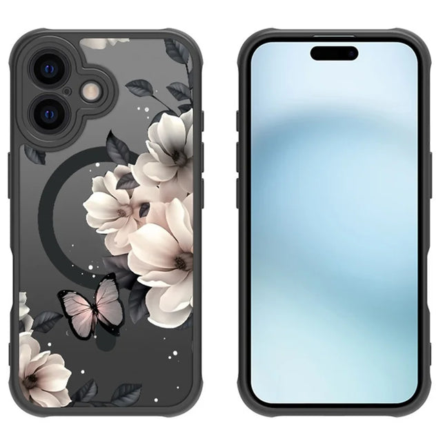 For iPhone 16 Plus Case Compatible with MagSafe Ink Painting Butterfly Pattern TPU+PC Phone Cover
