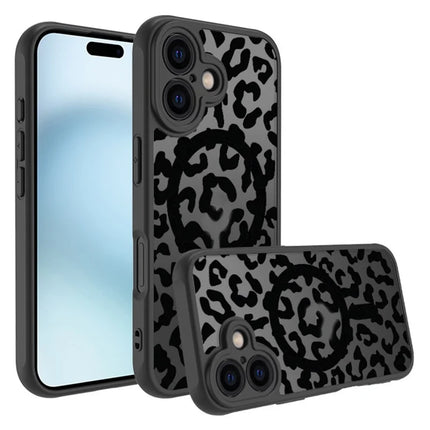 For iPhone 16 Plus Case Compatible with MagSafe Leopard Pattern TPU+PC Phone Cover
