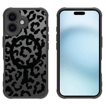 For iPhone 16 Plus Case Compatible with MagSafe Leopard Pattern TPU+PC Phone Cover