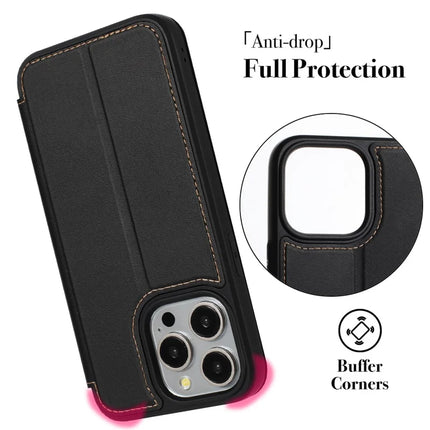 For iPhone 15 Pro Max Case Magnetic Closure Card Slot Leather Flip Phone Cover