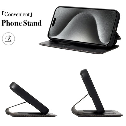 For iPhone 15 Pro Max Case Magnetic Closure Card Slot Leather Flip Phone Cover