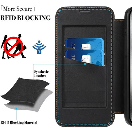 For iPhone 15 Pro Max Case Magnetic Closure Card Slot Leather Flip Phone Cover