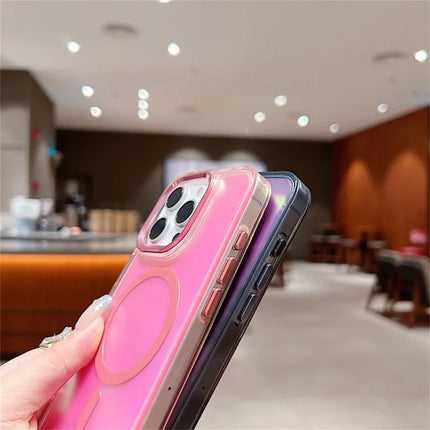 For iPhone 16 Pro Max Case Compatible with MagSafe Chameleon Design TPU+PC Phone Cover with Wrist Strap