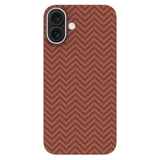 KZDOO For iPhone 16 Case Anti-Scratch Phone Cover Kevlar Aramid Fiber Made - M Texture / Red