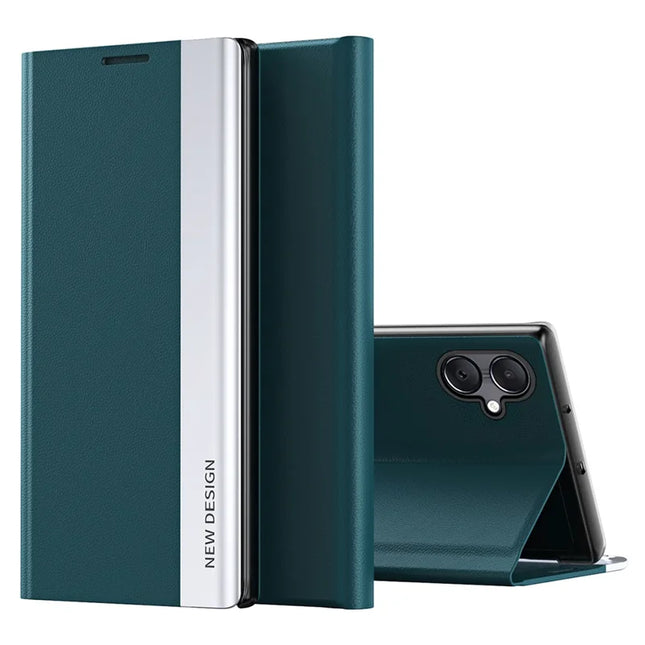 For Samsung Galaxy A06 Case Anti-Drop Leather Phone Cover with Stand - Green