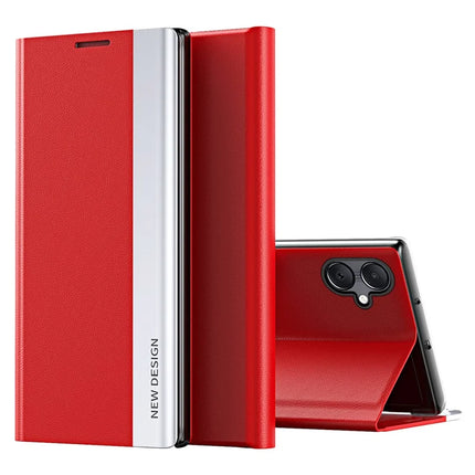 For Samsung Galaxy A06 Case Anti-Drop Leather Phone Cover with Stand - Red