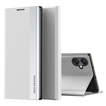 For Samsung Galaxy A06 Case Anti-Drop Leather Phone Cover with Stand - White