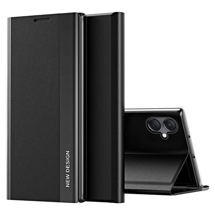 For Samsung Galaxy A06 Case Anti-Drop Leather Phone Cover with Stand - Black