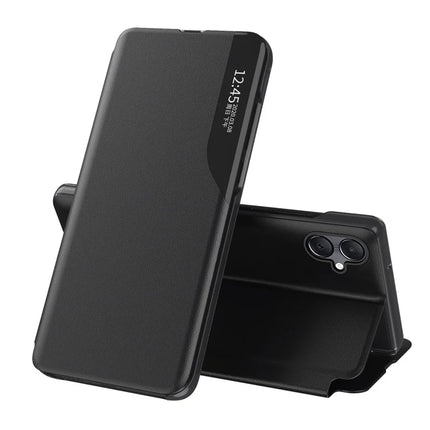 For Samsung Galaxy A06 Case View Window Full Protection Leather Phone Cover - Black