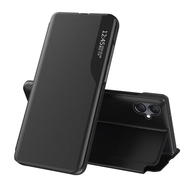For Samsung Galaxy A06 Case View Window Full Protection Leather Phone Cover - Black