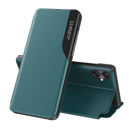 For Samsung Galaxy A06 Case View Window Full Protection Leather Phone Cover - Green