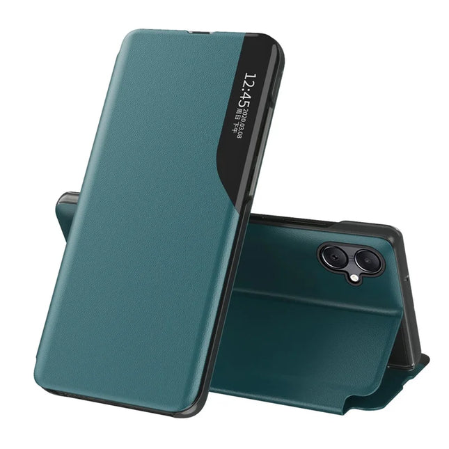 For Samsung Galaxy A06 Case View Window Full Protection Leather Phone Cover - Green