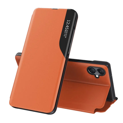 For Samsung Galaxy A06 Case View Window Full Protection Leather Phone Cover - Orange