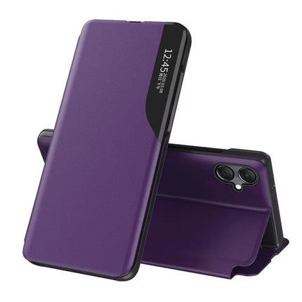 For Samsung Galaxy A06 Case View Window Full Protection Leather Phone Cover - Purple