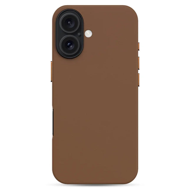 KZDOO Noble Collection Series For iPhone 16 Plus Case PU+PC Shockproof Phone Cover - Brown