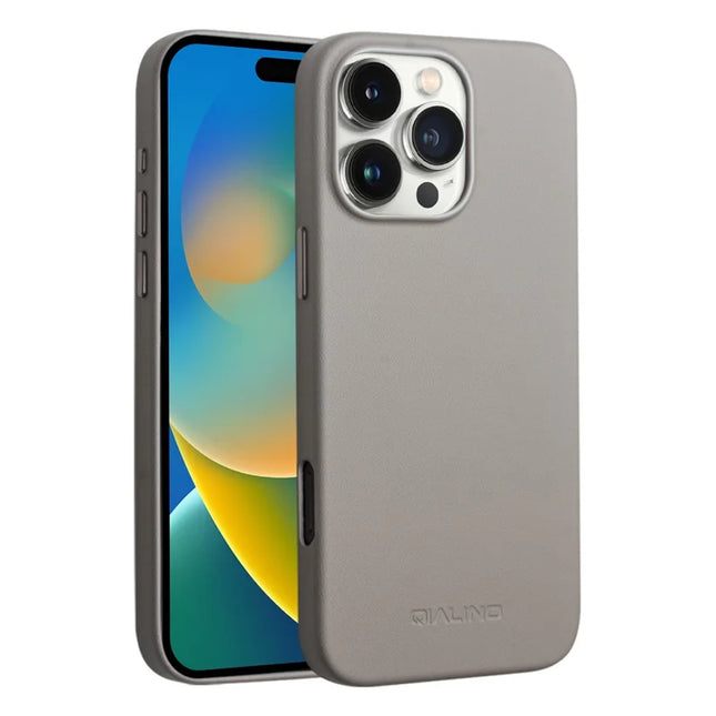 QIALINO For iPhone 16 Pro Case PC+Silicone Phone Cover Compatible with MagSafe - Grey