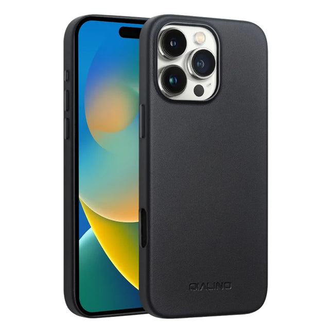 QIALINO For iPhone 16 Pro Max Case PC+Silicone Phone Cover Compatible with MagSafe - Black