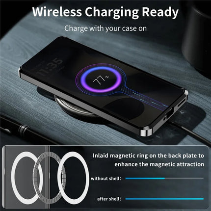 Magic Shield Magnetic Series for Motorola Edge (2024) 5G Case Metal+TPU Phone Cover with Lens Guard