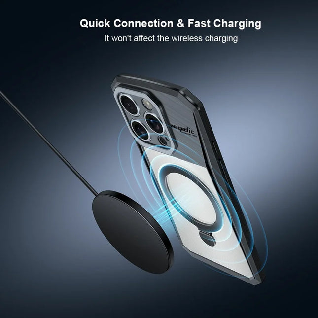 XUNDD For iPhone 16 Pro Max Case Compatible with MagSafe Kickstand  PC+TPU Phone Cover