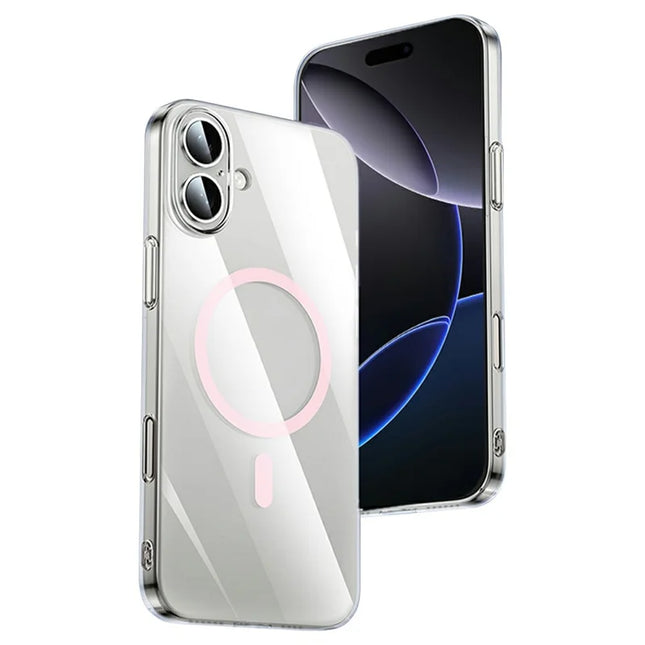 XUNDD XDD-0010 For iPhone 16 Plus Case Compatible with MagSafe Cover Ultra-Thin Clear PC Phone Cover - Pink