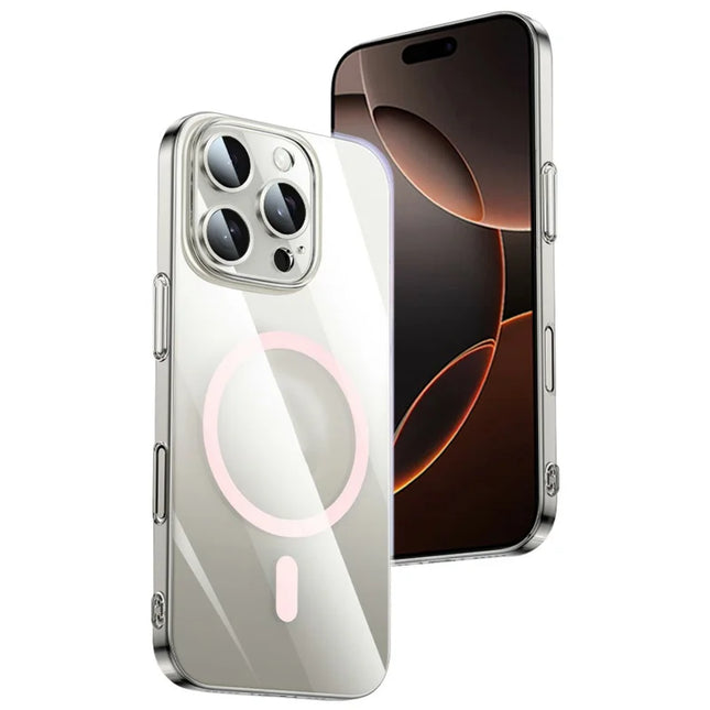 XUNDD XDD-0010 For iPhone 16 Pro Max Case Compatible with MagSafe Cover Ultra-Thin Clear PC Phone Cover - Pink