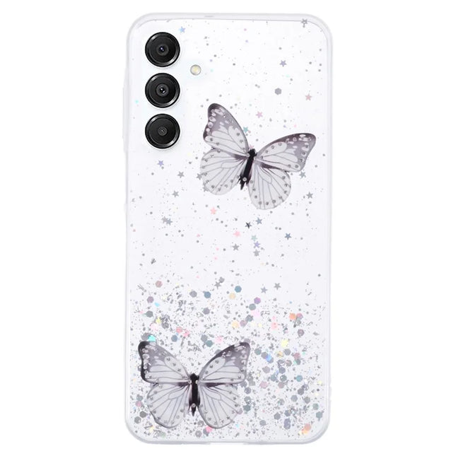 AW Series For Samsung Galaxy A16 5G / A16 4G Case Epoxy PVC Butterfly TPU Aesthetics Phone Cover - White