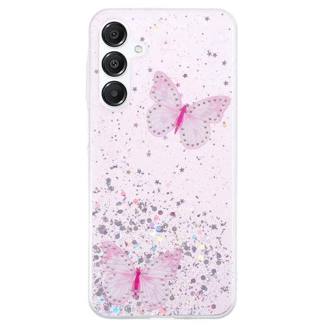 AW Series For Samsung Galaxy A16 5G / A16 4G Case Epoxy PVC Butterfly TPU Aesthetics Phone Cover - Pink