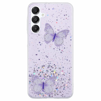 AW Series For Samsung Galaxy A16 5G / A16 4G Case Epoxy PVC Butterfly TPU Aesthetics Phone Cover - Purple